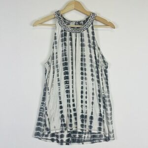 Antibes Blanc Womens Large Shirt Top Tank Tie Dye Artsy Boho Earthy Flowy Travel